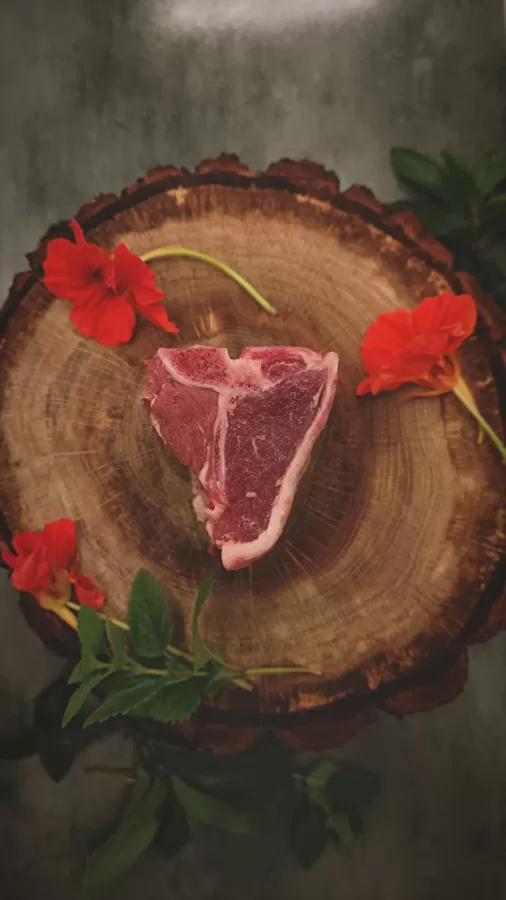 Lamb bone-in steak cut.